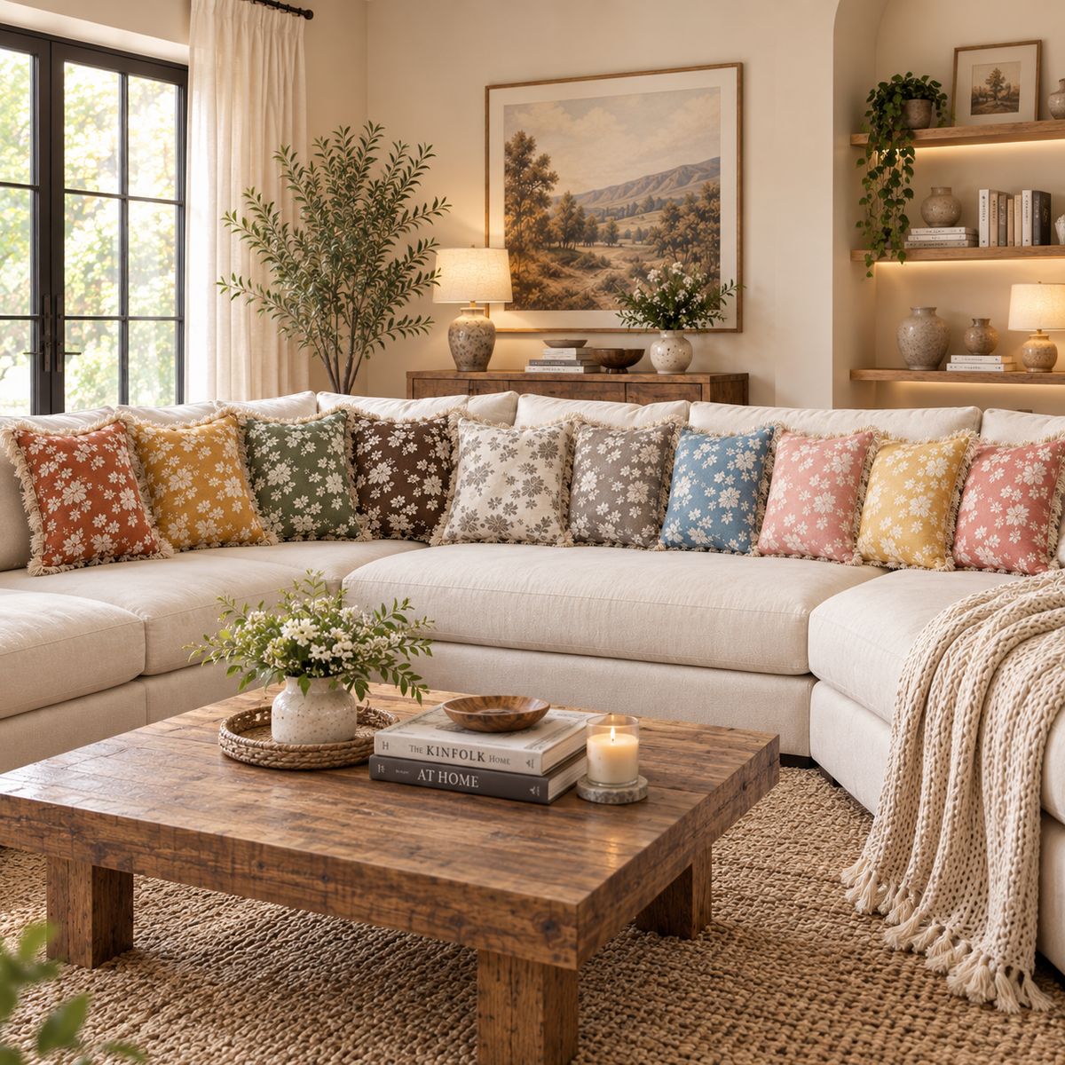 Botanique Double Layer Cotton Cushion Cover – Hand Block Printed
