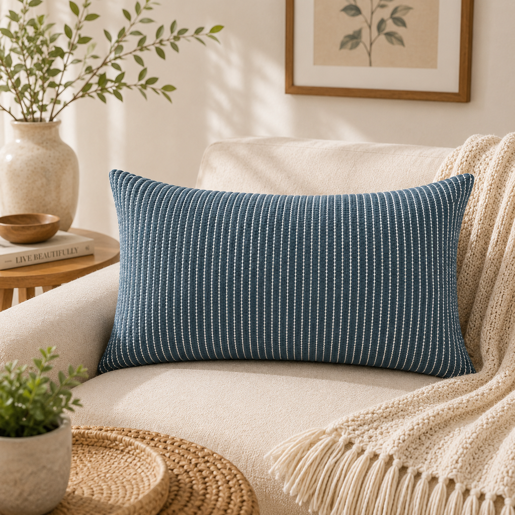 Maison Indigo Tufted Cotton Lumbar Cushion Cover