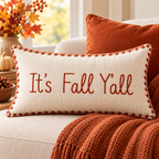 Fall Y’all Lumbar Cushion Cover – Autumn Decorative Accent Pillow -pack of 2