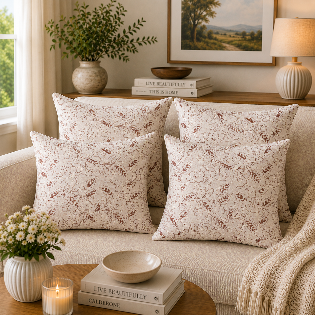 Honeyvine brown Cushion Cover