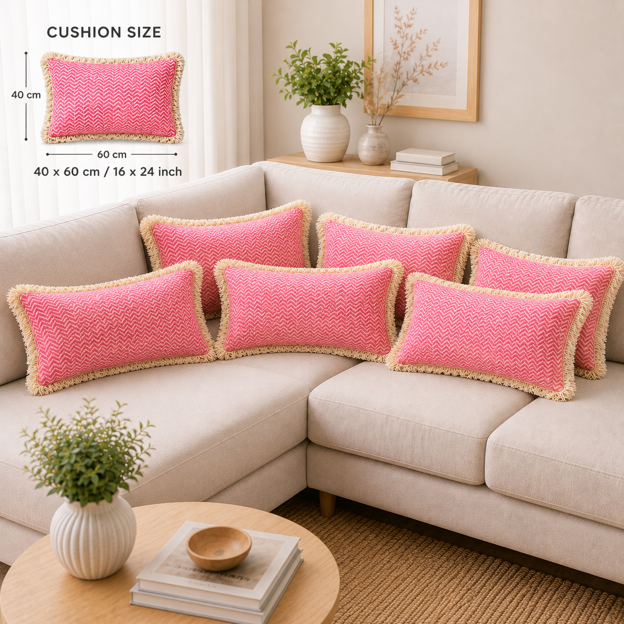Blush Chevron Luxe Cushion