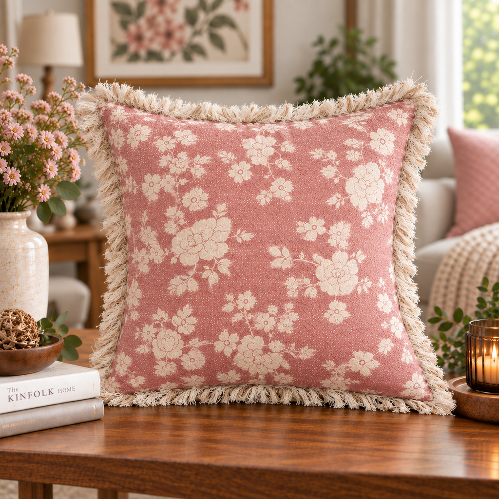 Botanique Double Layer Cotton Cushion Cover – Hand Block Printed