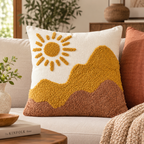 Desert Sunrise Tufted Decorative Cotton Cushion Cover
