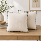 Ivory Grace Embroidered Cotton Cushion Cover