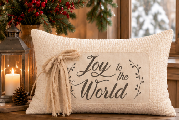 Joyful Noel Christmas Lumbar Pillow Cover – Festive Holiday Decorative Accent Pillow- pack of 2