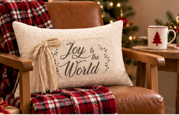 Joyful Noel Christmas Lumbar Pillow Cover – Festive Holiday Decorative Accent Pillow- pack of 2