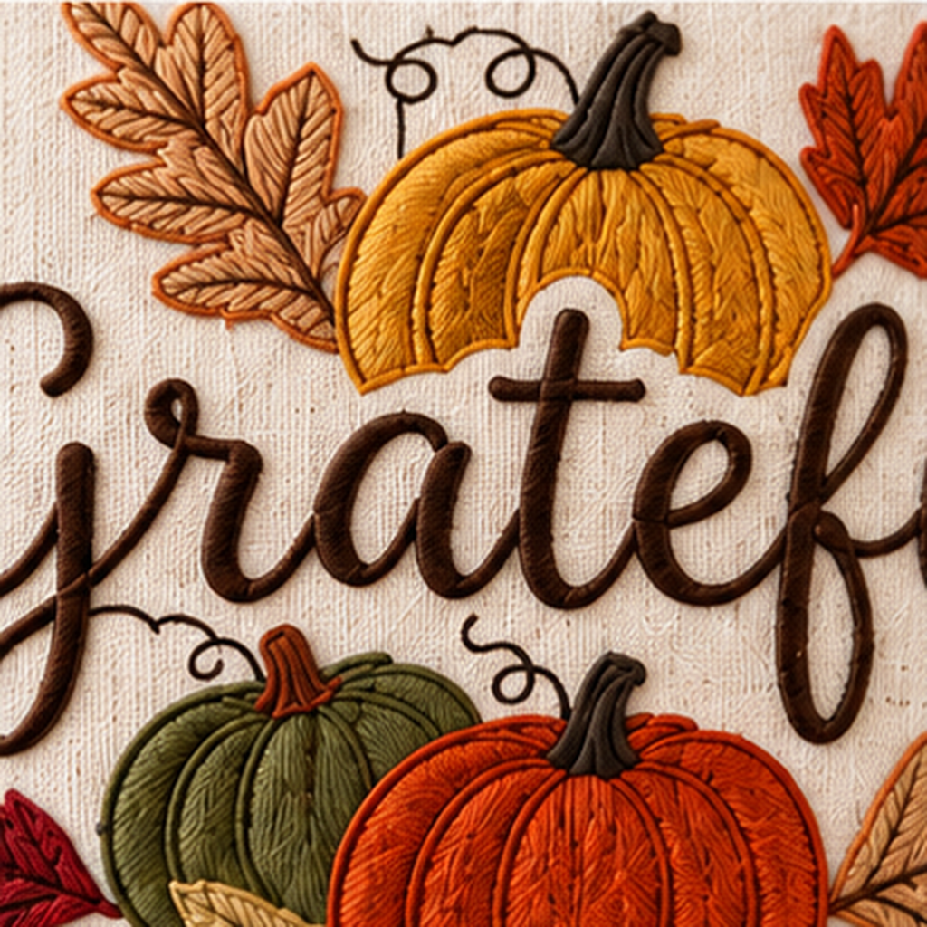 Grateful Harvest Pumpkin Cushion Cover – Autumn Patchwork Decorative Pillow - pack of 2