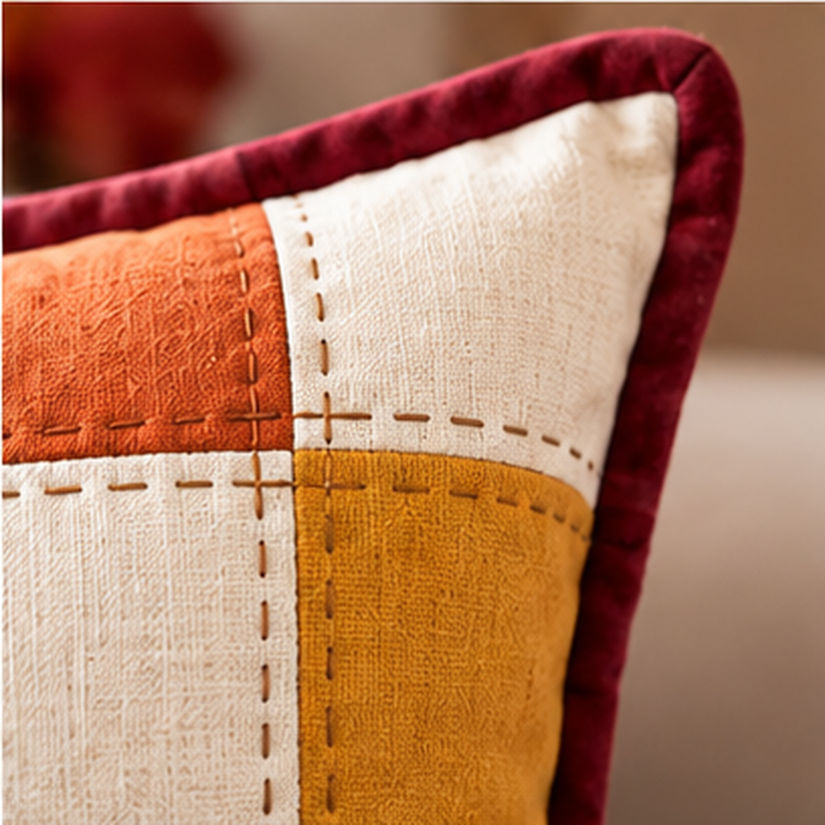 Grateful Harvest Pumpkin Cushion Cover – Autumn Patchwork Decorative Pillow - pack of 2