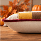 Grateful Harvest Pumpkin Cushion Cover – Autumn Patchwork Decorative Pillow - pack of 2