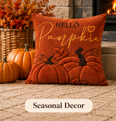 Hello Pumpkin Fall Embroidered Throw Pillow Cover – Autumn Harvest Décor- pack of 2