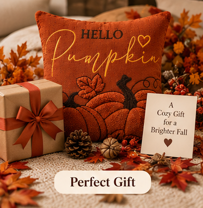 Hello Pumpkin Fall Embroidered Throw Pillow Cover – Autumn Harvest Décor- pack of 2