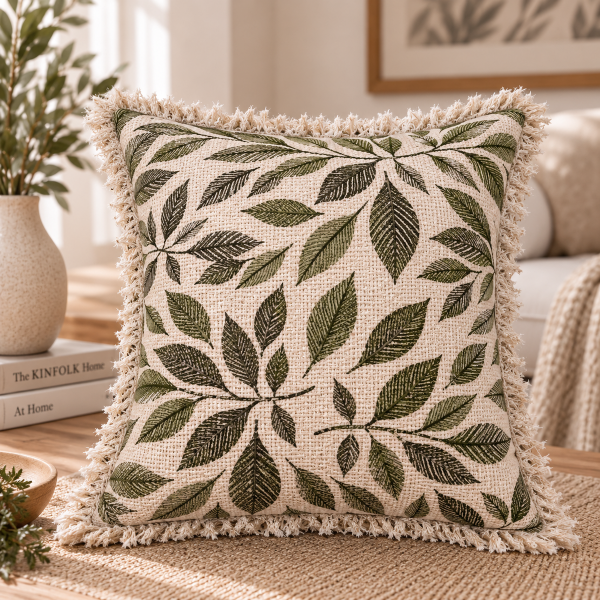 Whispering Petals Cotton Blend Cushion Cover