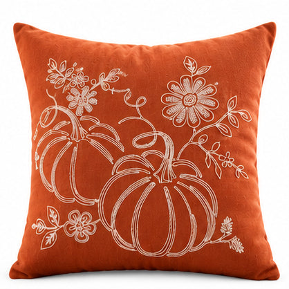 Pumpkin Harvest Throw Cushion Cover – Autumn Fall Decorative Accent Pillow - pack of 2
