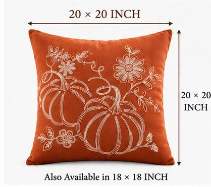 Pumpkin Harvest Throw Cushion Cover – Autumn Fall Decorative Accent Pillow - pack of 2