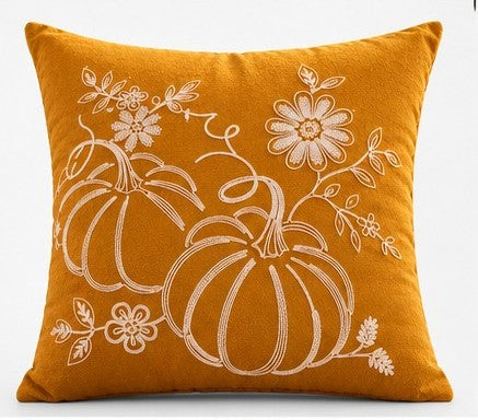 Pumpkin Harvest Throw Cushion Cover – Autumn Fall Decorative Accent Pillow - pack of 2