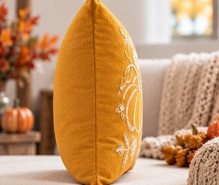 Pumpkin Harvest Throw Cushion Cover – Autumn Fall Decorative Accent Pillow - pack of 2