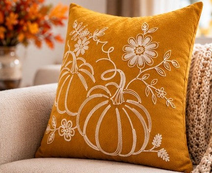Pumpkin Harvest Throw Cushion Cover – Autumn Fall Decorative Accent Pillow - pack of 2