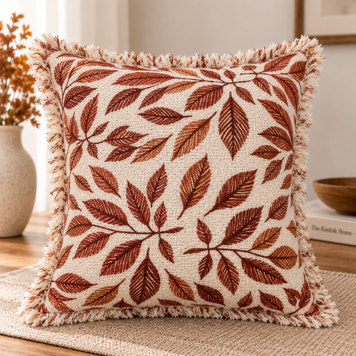 Whispering Petals Cotton Blend Cushion Cover