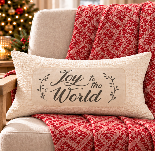 Joyful Noel Christmas Lumbar Pillow Cover – Festive Holiday Decorative Accent Pillow- pack of 2