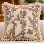 Botanical Haven Hand Block Printed Cotton Cushion Cover