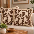 Botanical Haven Hand Block Printed Cotton Cushion Cover