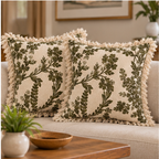 Botanical Haven Hand Block Printed Cotton Cushion Cover