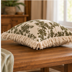 Botanical Haven Hand Block Printed Cotton Cushion Cover
